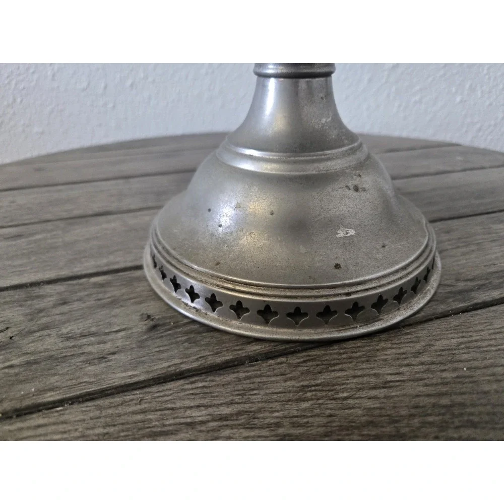 Antique 1900's Nickel Plated Oil Table Lamp Base Only